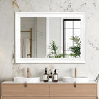 White Wood Mirror for Bathroom, Rectangle Rustic 30 x 40 inch Vanity Mirror for - Image 4