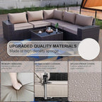 Kullavik Outdoor Patio Furniture Set 6 Pieces Sectional Rattan Sofa Set Brown - Image 2