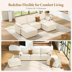 Vesgantti 108" U Shaped Sectional Couch, Comfy Cloud Modular Sectional Sofa - Image 7