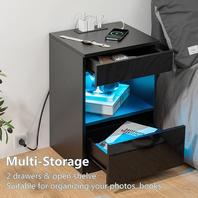 HOMMPA Open Shelf LED Nightstand - Image 4