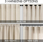 Beige Semi Sheer Linen Curtains 72 inch Length - Image 3