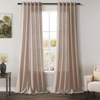 Oatmeal Linen 102 Inch Long Curtains by Nanspring