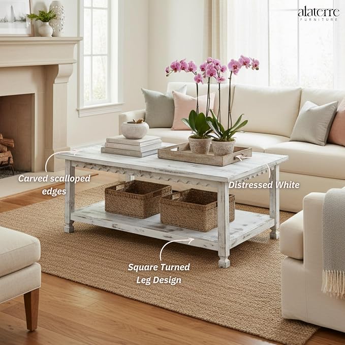 Country Cottage 42-Inch Farmhouse Coffee Table - Image 5