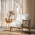 VINGLI Solid Wood Wide Armrests Accent Chair, Upholstered Mid Century Modern by VINGLI