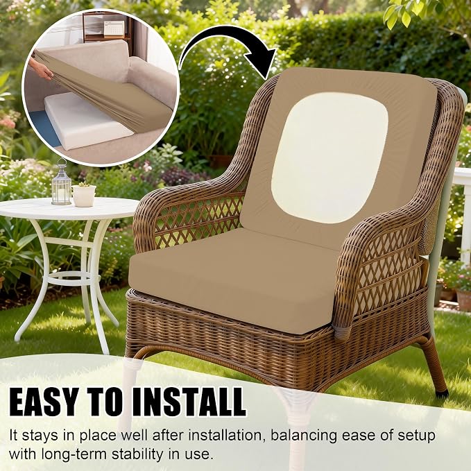 4Pcs Outdoor Cushion Covers, Elastic Patio Cushion Covers | Washable, - Image 5