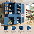 74.8''H High Freestanding Kitchen Pantry, Wooden Kitchen Organizers Cupboard - Image 5