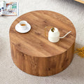 Round Coffee Table, 23.6" Modern Wood Drum Coffee Table, Round Accent Center by BAOPIN