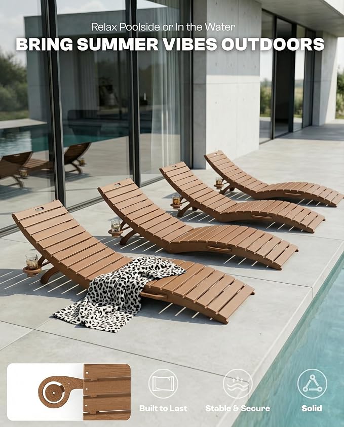 Folding HDPE Outdoor Chaise Lounge - Image 6