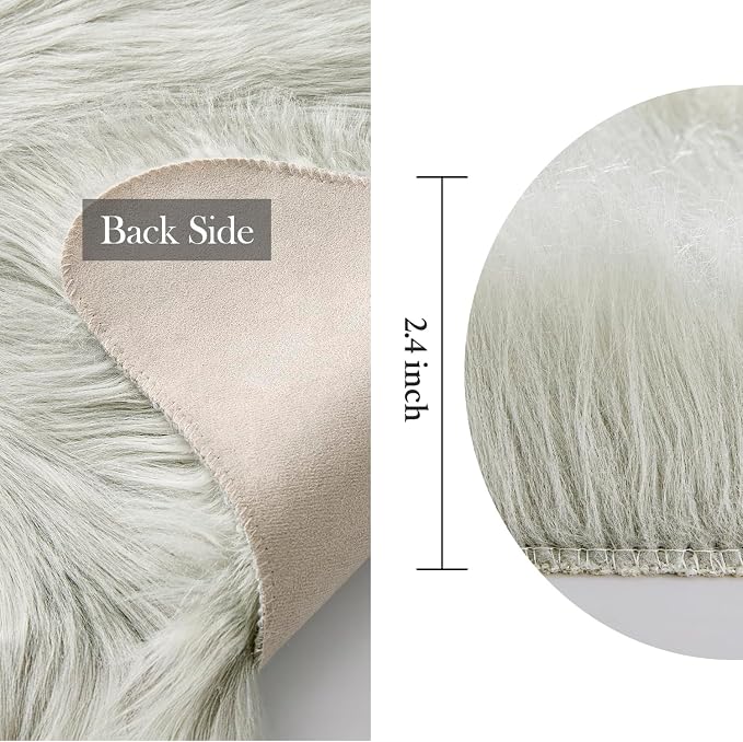 MIULEE Fluffy Area Rug 2x3 ft Faux Fur Sheepskin Rug - Image 2