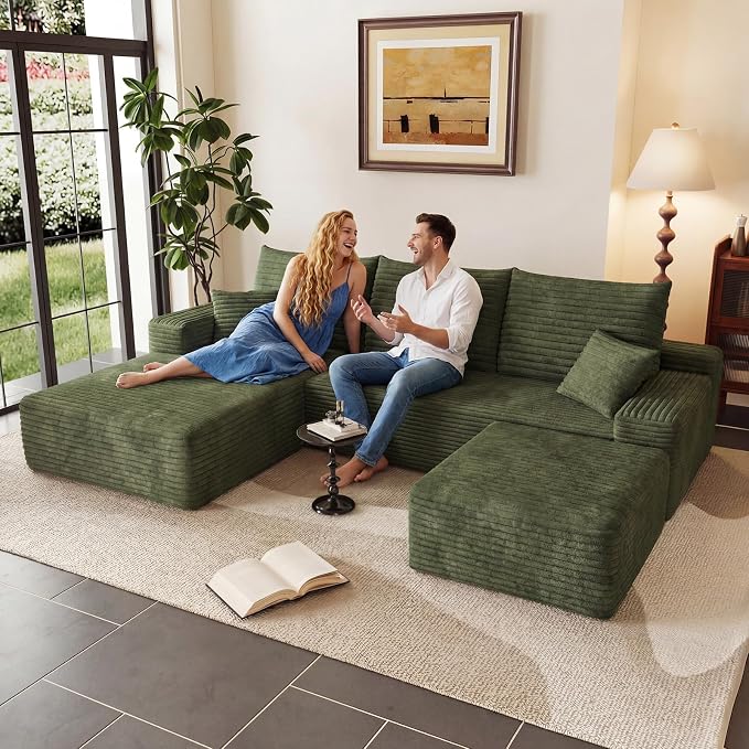 95" Cloud Sectional Couch U-Shaped Chaise by ODUWA