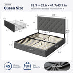 Allewie Upholstered Queen Size Platform Bed Frame - Image 2