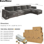 EASE MOOSE Sectional Modular Sofa, Oversized L Shape Sectional Couch Wide Deep - Image 2