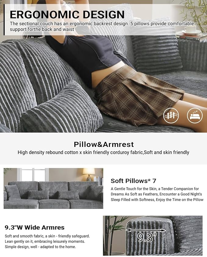 110” Modular Sectional Sofa, Cloud Sectional Couch - Image 6