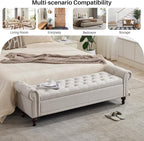 SOFTHION Storage Bench for Bedroom, Upholstered Linen Storage Ottoman - Image 8