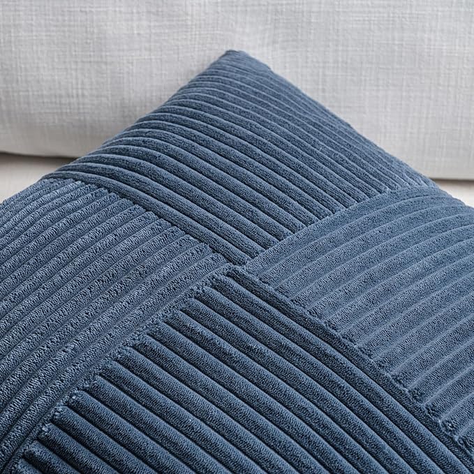 Fancy Homi 2 Packs Dusty Blue Decorative Throw Pillow Covers 22x22 Inch - Image 3