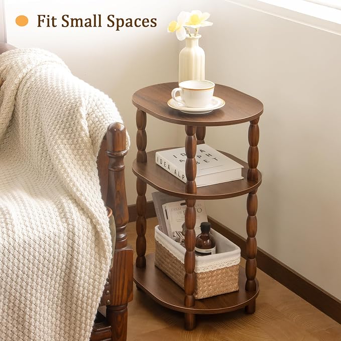 MaxSmeo Small Side Table, 3-Tier Small End Table, Modern Oval Night Stand - Image 4