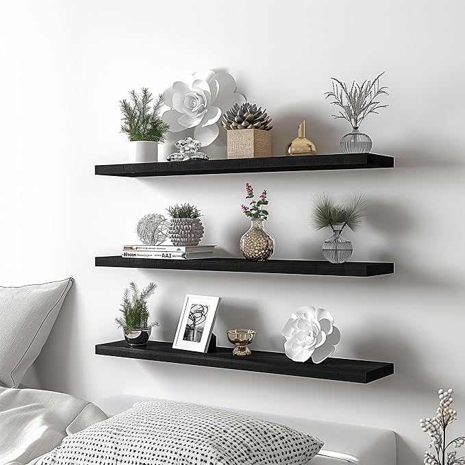 YYWUOJJ Wood Floating Shelves for Wall Decor, Rustic Wall Shelves for Bedroom - Image 5