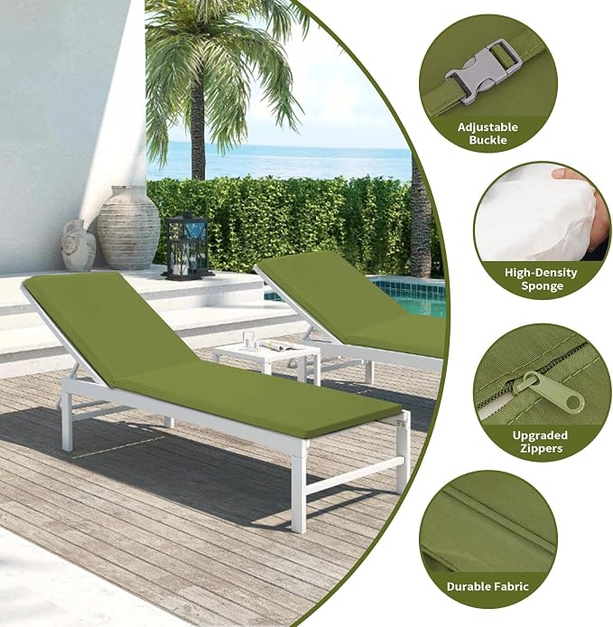 Outdoor Chaise Lounge Cushions for Patio, Waterproof Replacement Seat Cushions - Image 3