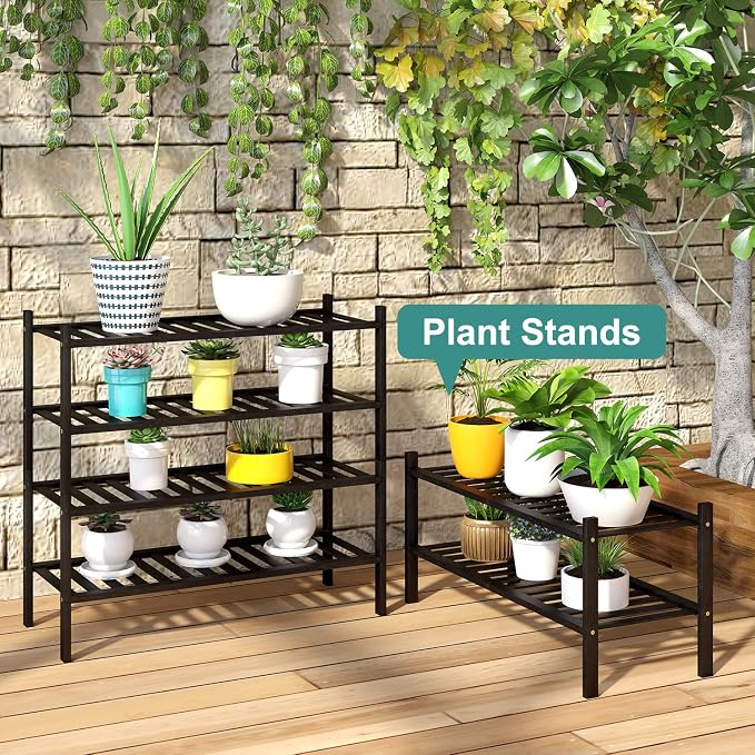 viewcare 4-Tier Black Bamboo Shoe Rack - Image 6