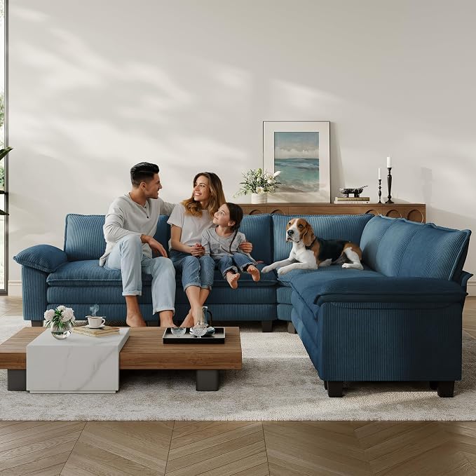 LINSY HOME Modular Sectional Sofa, 5-Seat Corduroy Modern Cloud Couch - Image 6