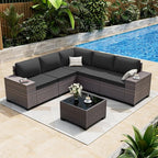 ALAULM 6 Pieces Patio Furniture Set, Oversized Seat/Armrest and High Back by ALAULM