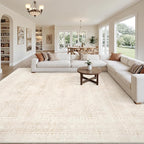 8x10 Area Rugs Living Room: Bedroom Neutral Washable Carpet Beige | Large - Image 8