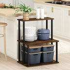 Furinno Turn-N-Tube 3-Tier Toolless Kitchen Storage Shelf, Amber Pine/Black - Image 2