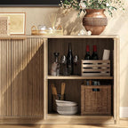 Evermagin 67" Fluted Oak Buffet Cabinet Sideboard - Image 5