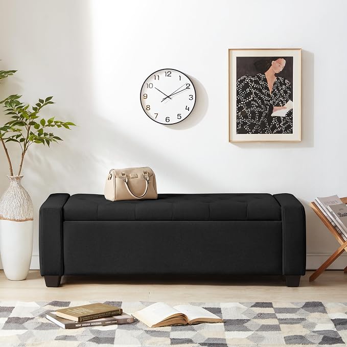 Huatean Home 48" Ottoman with Storage, Upholstered Entryway Bench with Seating - Image 5