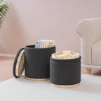 PINPLUS Round Ottoman with Storage Set of 2, Storage Ottoman with Tray - Image 8