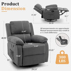 Korser Recliner Chair, 360 Swivel Rocker Chair - Image 2