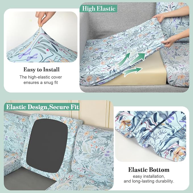 8Pcs Patio Cushion Covers Stretch Outdoor Furniture Protector Slipcovers | - Image 4