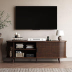 55 inch TV Stand with Power Outlet, Fluted Entertainment Center - Image 8