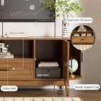 Mxtxmy 63" Fluted TV Stand for Tvs up to 70", Mid-Century Modern Entertainment - Image 3