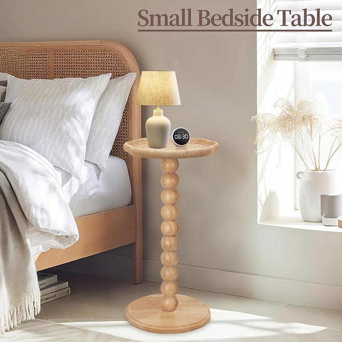 Drink Table, Boho Rattan Flower Small Side Table - Image 6