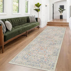 Vintage Beige Blue 3x12 Runner Rug - Image 4