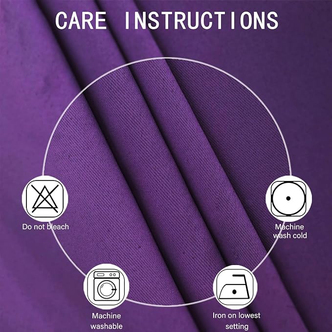 Blackout Curtains 52 x 90 Inch Long Purple Curtains Set of 2 Panels Room - Image 4
