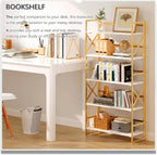 4NM 5 Tiers No Assembly Book Shelves, 51.2" H Folding Bookshelf Bookcase Open - Image 3