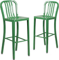 Flash Furniture Gael Commercial Grade 2 Pack 30" High Green Metal by FlashFurniture