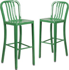 Flash Furniture Gael Commercial Grade 2 Pack 30" High Green Metal by FlashFurniture