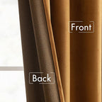 MIULEE Velvet Curtains 52x72 inches 2 Panels Gold Brown Blackout Curtains | - Image 6