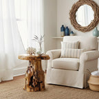 WELLAND Natural Tree Stump Stool, Live Edge End Table, Natural Edge Accent Table - Image 7