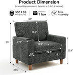 Mid Century Modern Accent Chairs Set of 2, Chenille Comfy Living Room Arm Chairs - Image 2