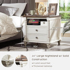 T4TREAM 24'' Farmhouse End Table w/4 Solid Wood Feet, Large 2 Drawers Wide Sofa - Image 3