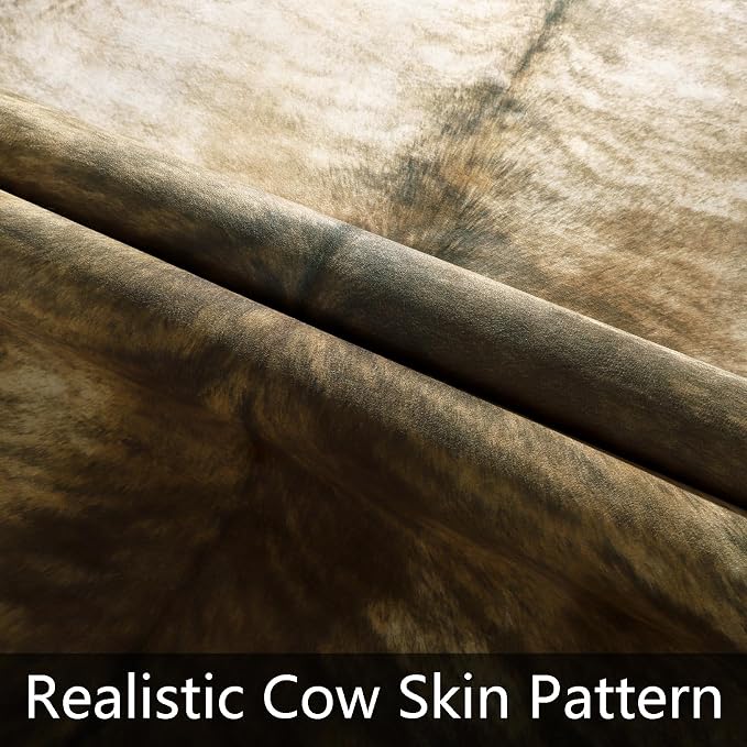 Western Faux Cowhide Rug, Animal Cow Hide Rug, 4.6 x 5.2 Ft Brownish | Premium - Image 5