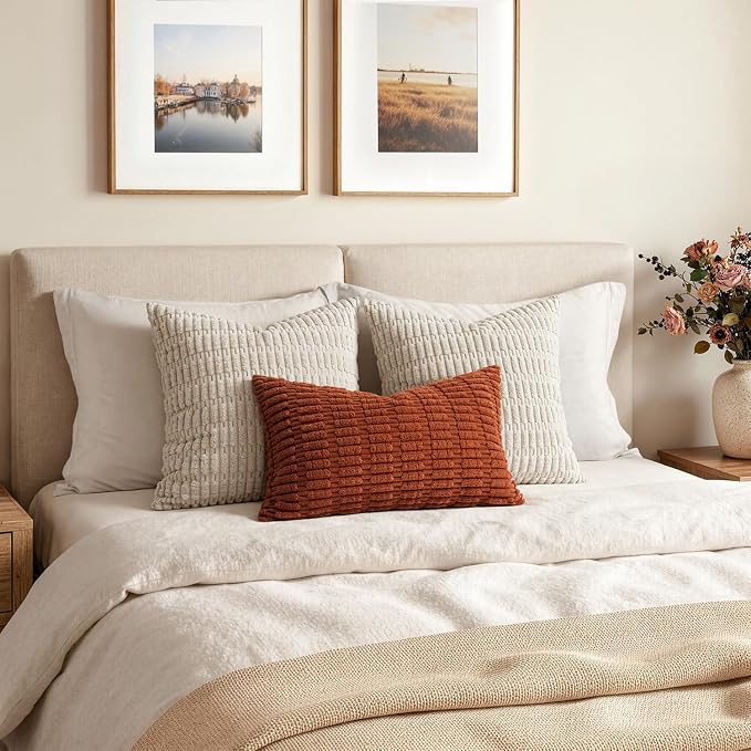 MIULEE Fall Lumbar Corduroy Decorative Throw Pillow Covers 12x20 Rust | - Image 6