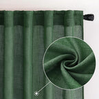 MIULEE Emerald Green Linen Curtains 52x90 Inch Long - Image 2