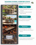 SERWALL Patio Dining Set with 15FT Double Side Umbrella, Outdoor Dining Sets - Image 8
