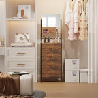HIGDBFE 4-Drawer Dresser with Mirror, Vanity with 2-Tier Shelves, Fabric Chest - Image 8