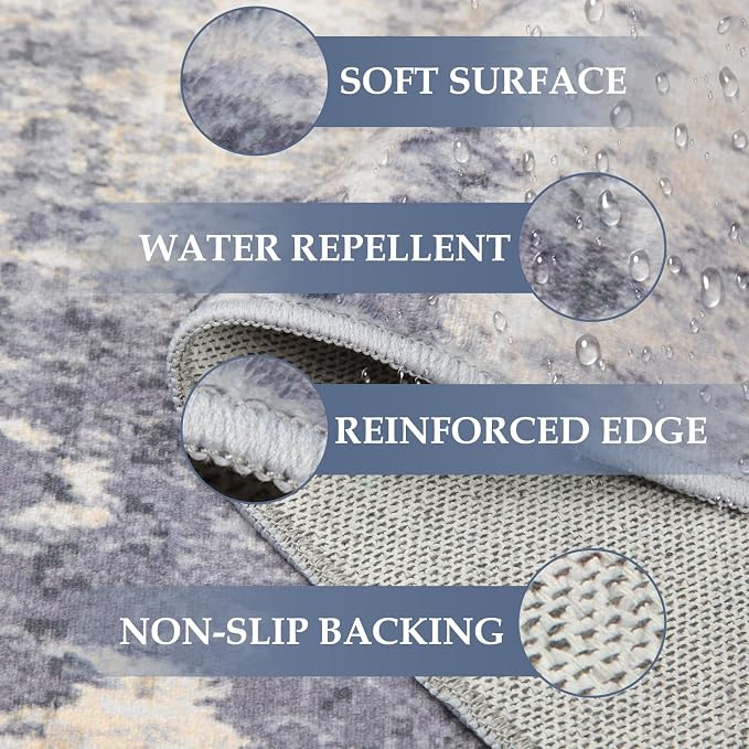 RELEANY Washable Area Rugs Square 8ft Non-Slip Modern Abstract Soft - Image 2